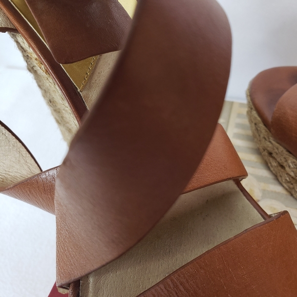 Michael Kors Celia Brown Mid Wedge Platform Sandal Ankle Strap Y2K sz 8.5 - Picture 10 of 14